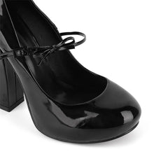 Patent Leather Mary Jane Chunky Heel Pumps