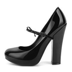 Patent Leather Mary Jane Chunky Heel Pumps