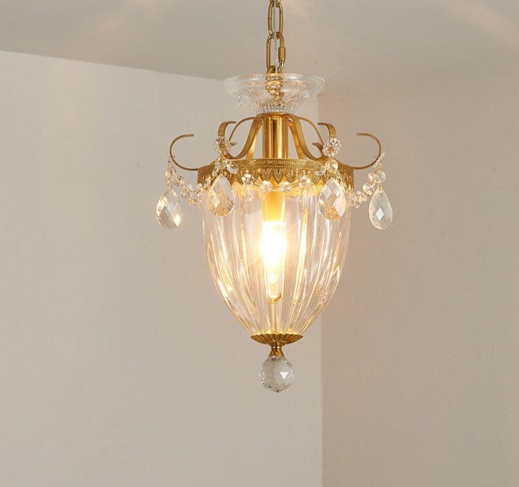 Gold Crystal Led Pendant Light Vintage Lighting