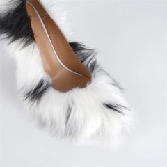 Faux Fur Pointed Toe Stiletto Heels