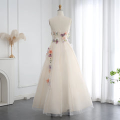 3D Flowers Sweetheart A-line Evening Dresses