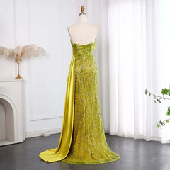 Strapless Side Slit Long Evening Dress