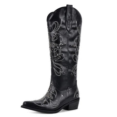 Embroidery Pointed Toe Western Boots