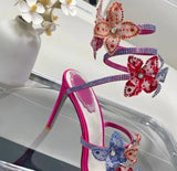 Flower Pearl Crystal Ankle Wrap Women Sandals