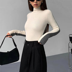 Turtleneck Long Sleeve Soft Women Pullover