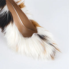 Faux Fur Pointed Toe Stiletto Heels