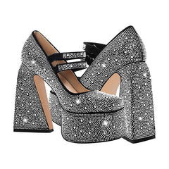 Rhinestone Platform Mary Jane Heels