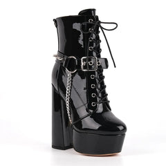 Platform Lace Up Chunky Heel Boots