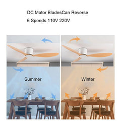 Remote Control Cooling Ceiling Fan With Light White/ Wood/ Black Color