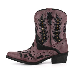 Western Embroidered Block Heel Boots