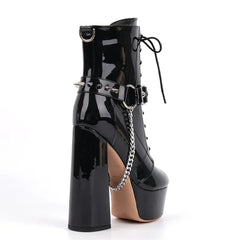 Platform Lace Up Chunky Heel Boots