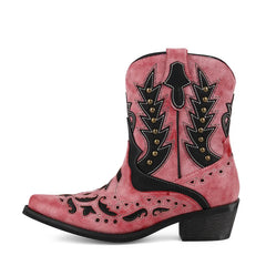 Western Embroidered Block Heel Boots