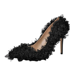 Faux Fur Pointed Toe Stiletto Heels