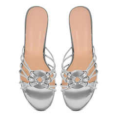 Metallic Knot Slip On Stiletto Heels