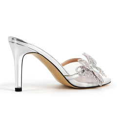 Butterfly Rhinestone Mesh Stiletto Sandals
