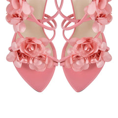 Flower Stiletto Spiral Wrap Up Heels