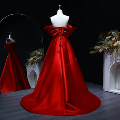 Off-Shoulder Wine Red 3D Flowers Party Gowns