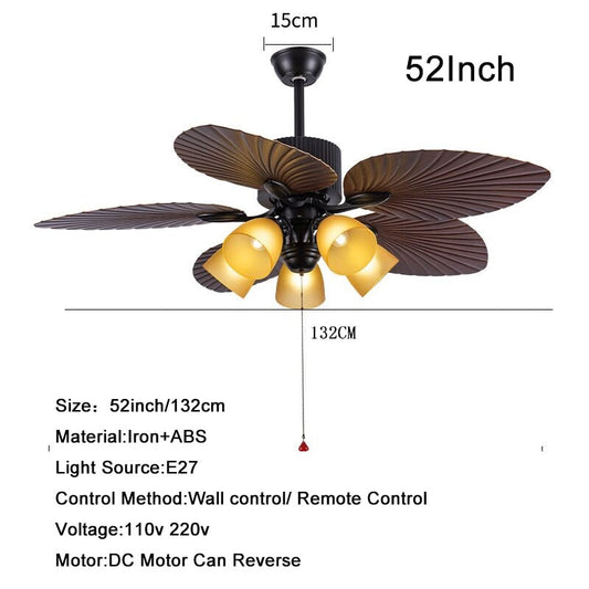 Variable Frequency Mute Remote Control Electric Big Leaf Fan Light