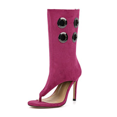 Flip-Toe Cut Out Stiletto Heel Boots