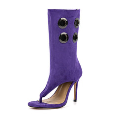 Flip-Toe Cut Out Stiletto Heel Boots