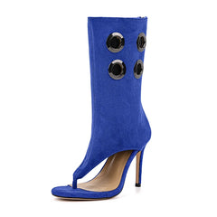 Flip-Toe Cut Out Stiletto Heel Boots