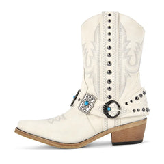 Western Embroidered Block Heel Boots