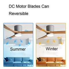 Low Floor Ceiling Fan LED Light 36- 42-48- 56 Inches DC Motor