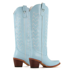 Heart Embroidery Pointed Toe Western Boots