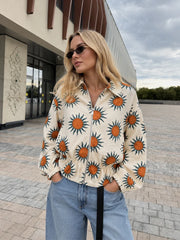 Sunflower print bomber jacket front view