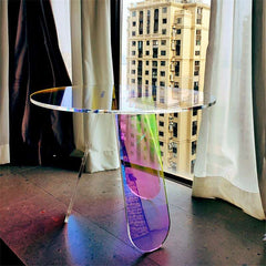 Acrylic Round Colorful Rainbow Clear Side Table