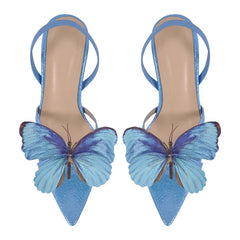 Butterfly Strap Clear Heel Sandals