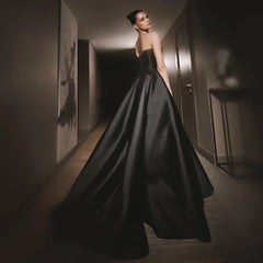 Crystal Side Slit Satin Party Gowns