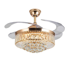 Gold Crystal Remote Control 110V 220 V Ceiling Chandelier Fan Lamp