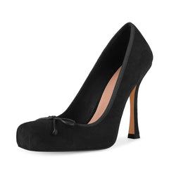 Black high-heeled shoe on a white background
