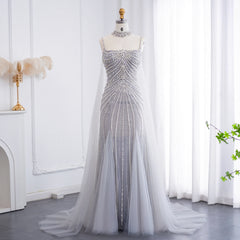 Tulle Mermaid Chockers Cape Gowns