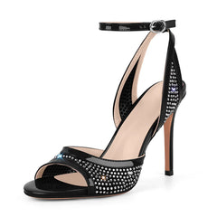 Sparkling Ankle Strap Stiletto Heels