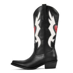 Embroidered Heart Western Boots