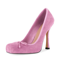 Pink high-heeled shoe on a white background