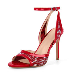 Sparkling Ankle Strap Stiletto Heels