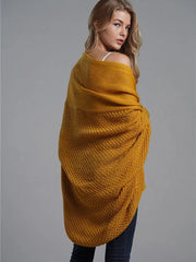 Batwing Sleeve Loose Long Sweater - Golden Atelier