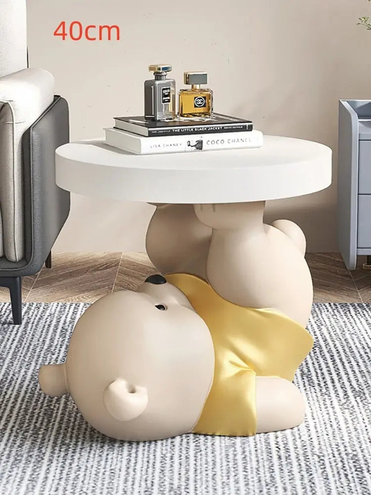 Bear Statue Side Table  Animal Coffee Table Sofa Corner Table - Golden Atelier