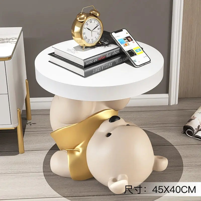 Bear Statue Side Table  Animal Coffee Table Sofa Corner Table - Golden Atelier