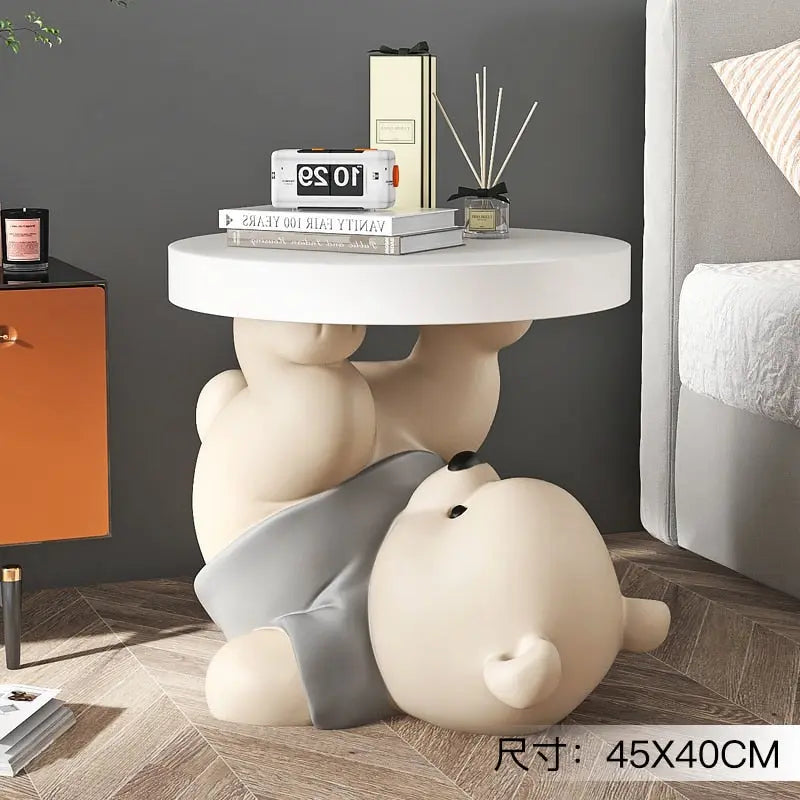 Bear Statue Side Table  Animal Coffee Table Sofa Corner Table - Golden Atelier