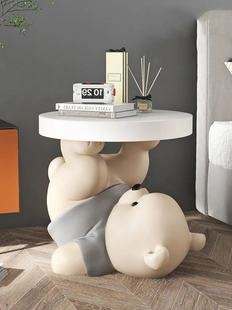 Bear Statue Side Table  Animal Coffee Table Sofa Corner Table - Golden Atelier