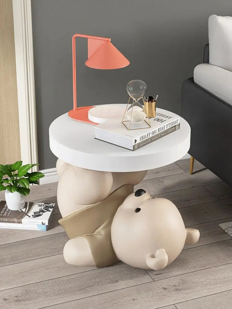 Bear Statue Side Table  Animal Coffee Table Sofa Corner Table - Golden Atelier