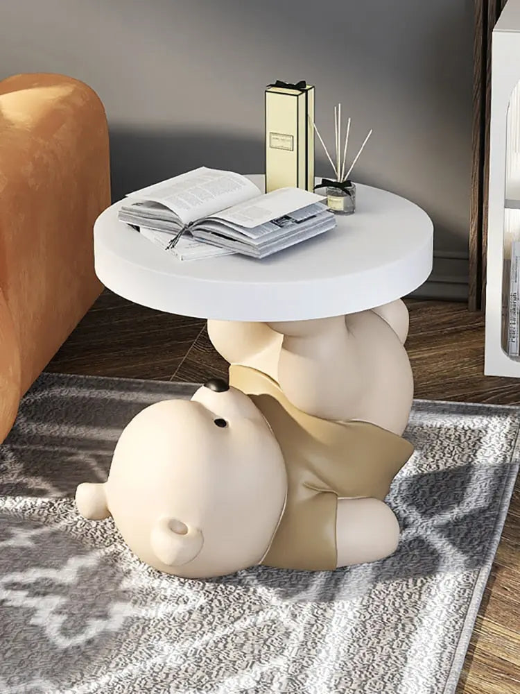 Bear Statue Side Table  Animal Coffee Table Sofa Corner Table - Golden Atelier