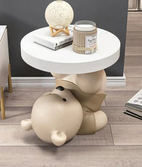 Bear Statue Side Table  Animal Coffee Table Sofa Corner Table - Golden Atelier