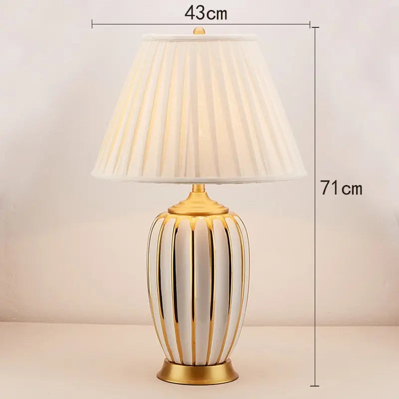 Ceramic Table Lamp for Bedroom and Living Room - Ivory - Golden Atelier