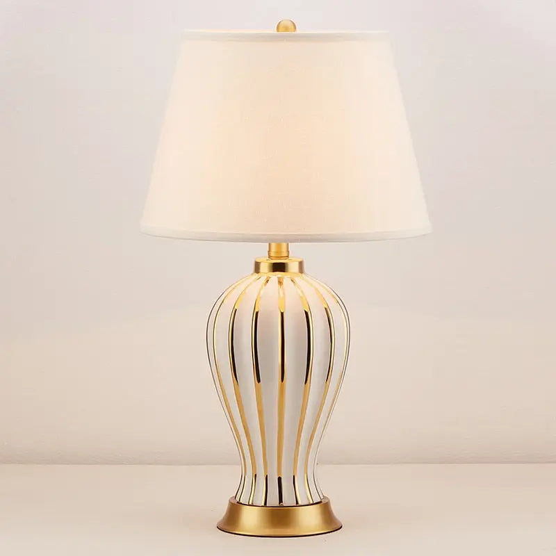Ceramic Table Lamp for Bedroom and Living Room - Ivory - Golden Atelier