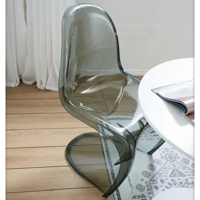 Childrens Acrylic Plastic Dining Chair S-shape Crystal Transparent ArmChair - Golden Atelier